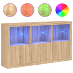 Skjenk Med Led-Lys Sonoma Eik 181,5X37X100 Cm