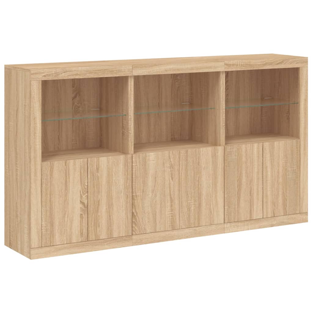 Skjenk Med Led-Lys Sonoma Eik 181,5X37X100 Cm