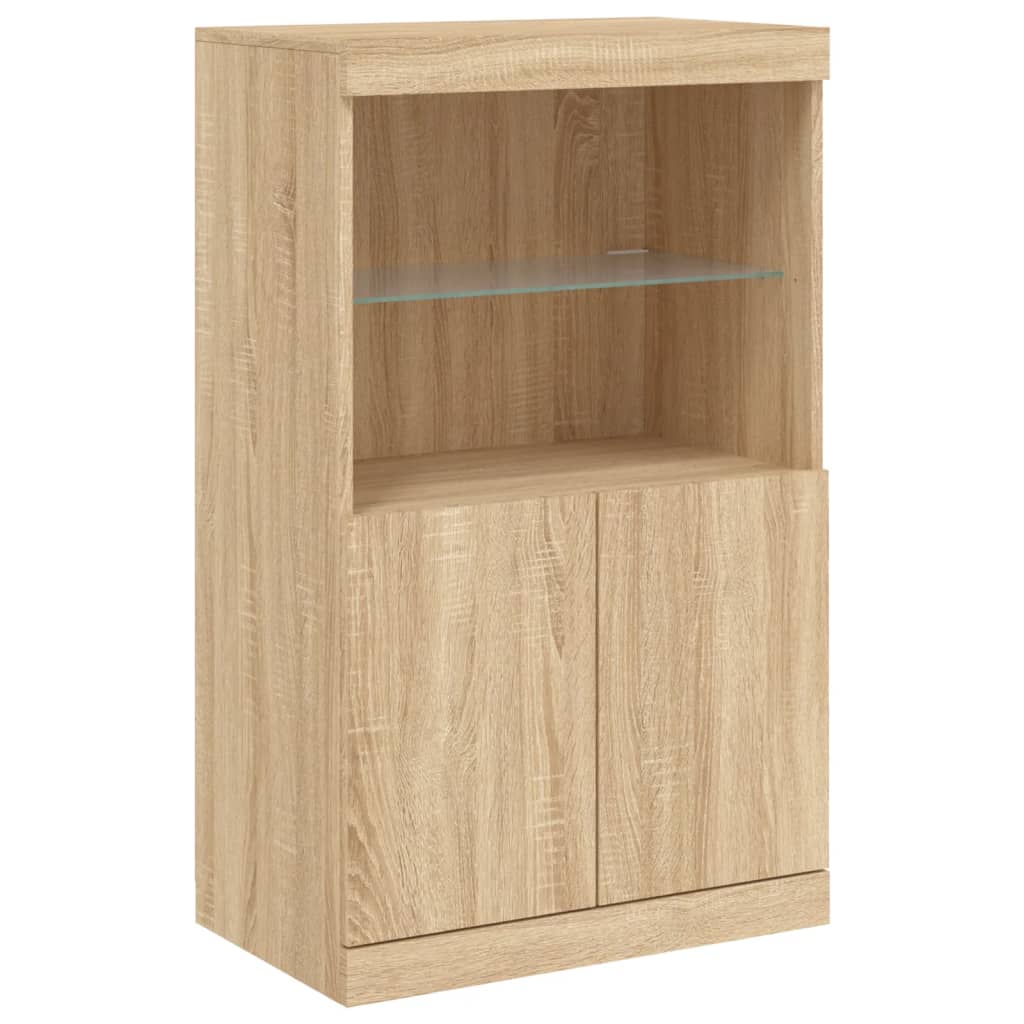Skjenk Med Led-Lys Sonoma Eik 181,5X37X100 Cm