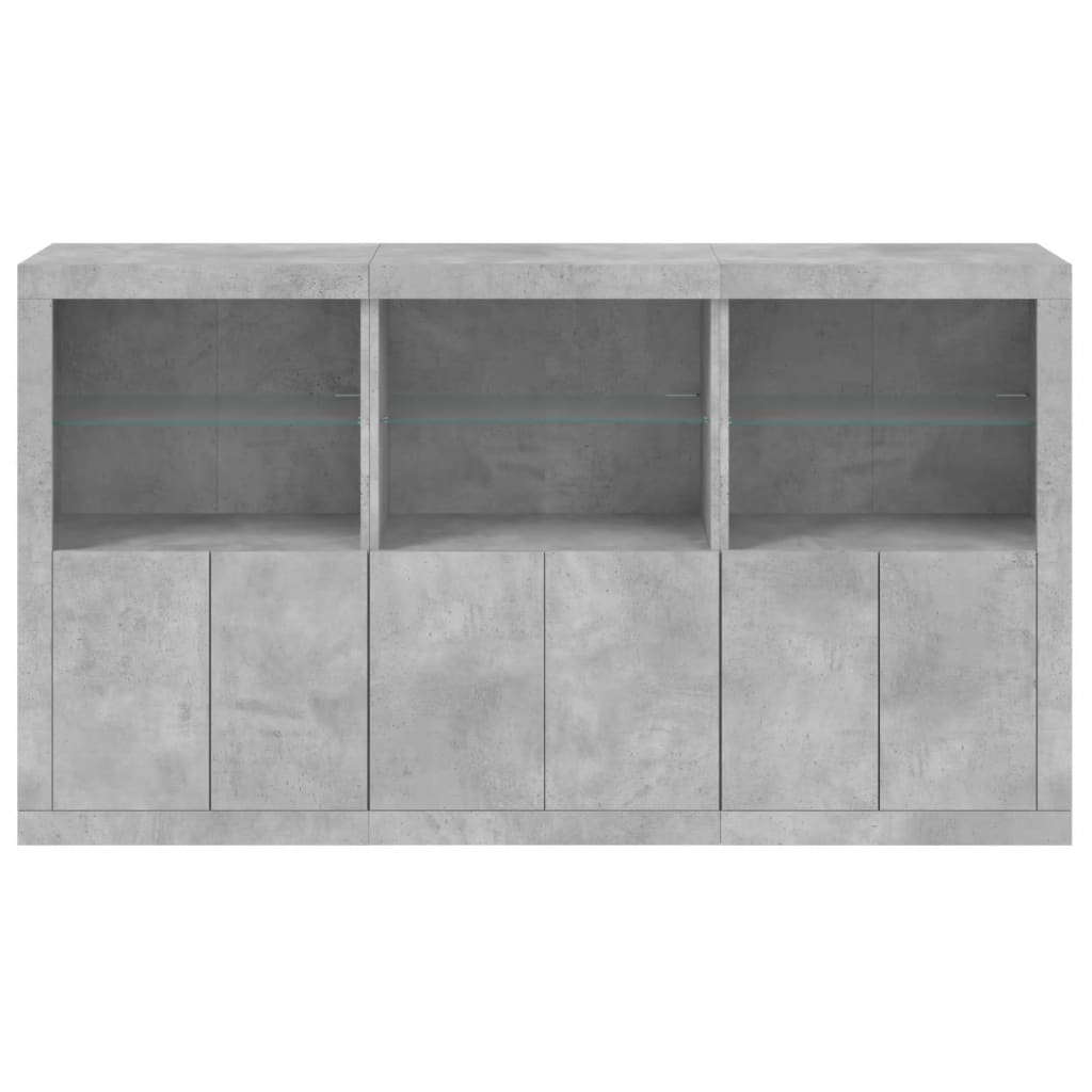 Skjenk Med Led-Lys Betonggrå 181,5X37X100 Cm
