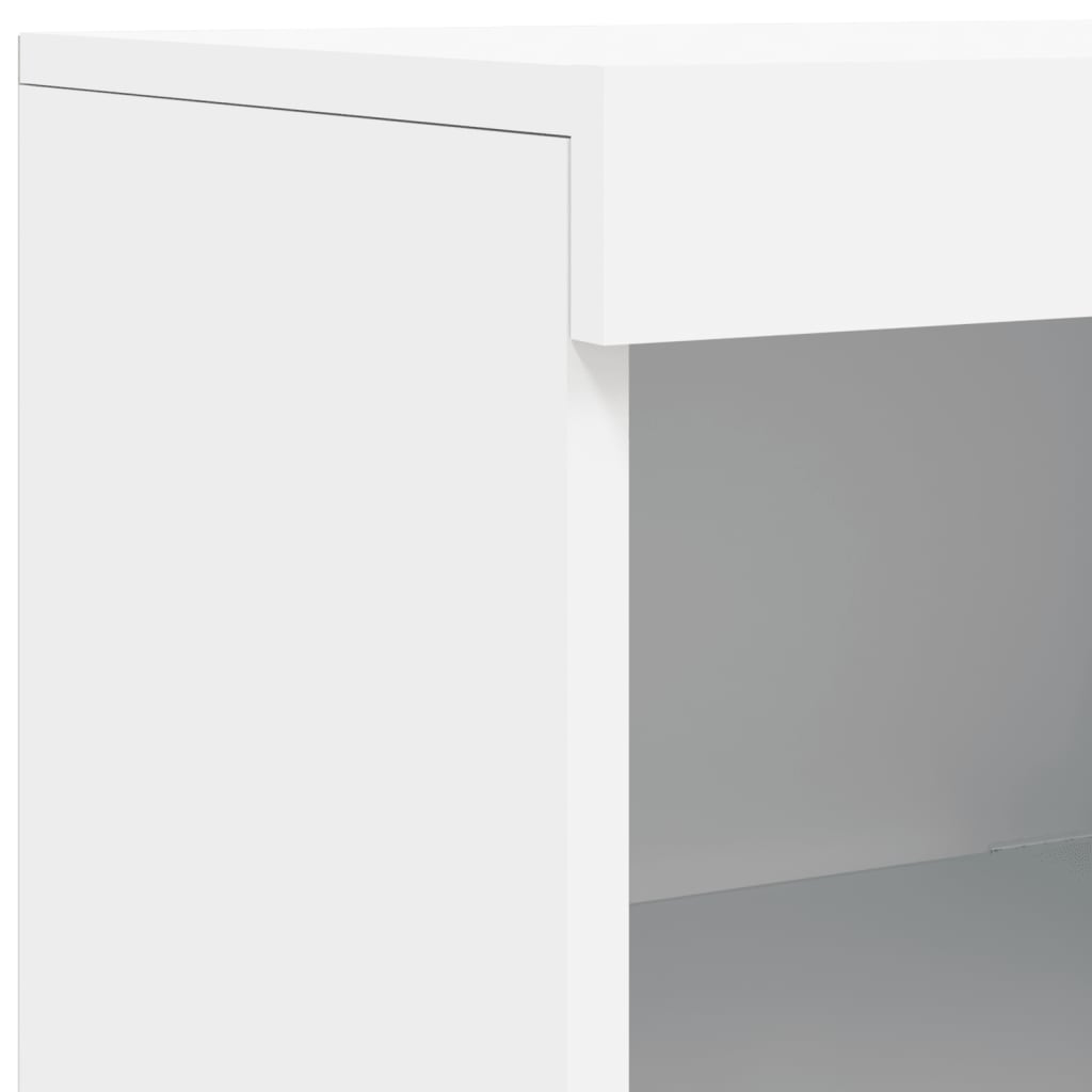Skjenk Med Led-Lys Hvit 162X37X100 Cm