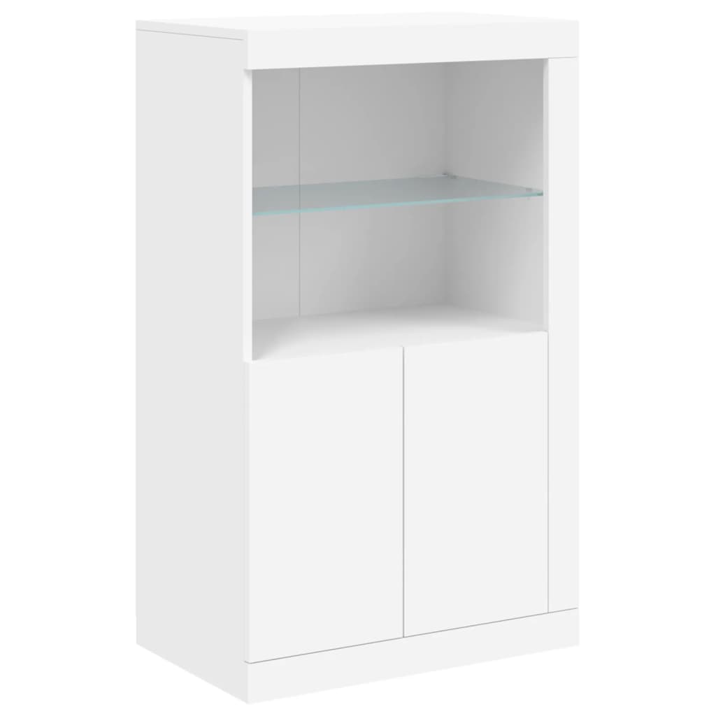 Skjenk Med Led-Lys Hvit 162X37X100 Cm
