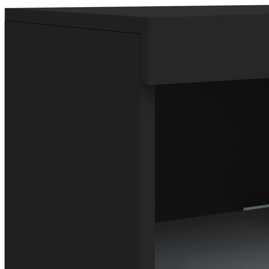 Skjenk Med Led-Lys Svart 162X37X100 Cm