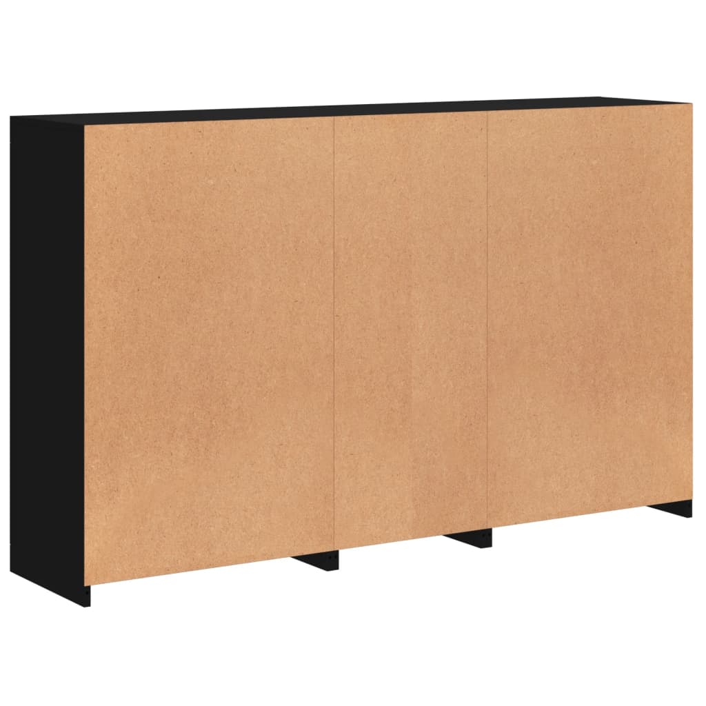 Skjenk Med Led-Lys Svart 162X37X100 Cm