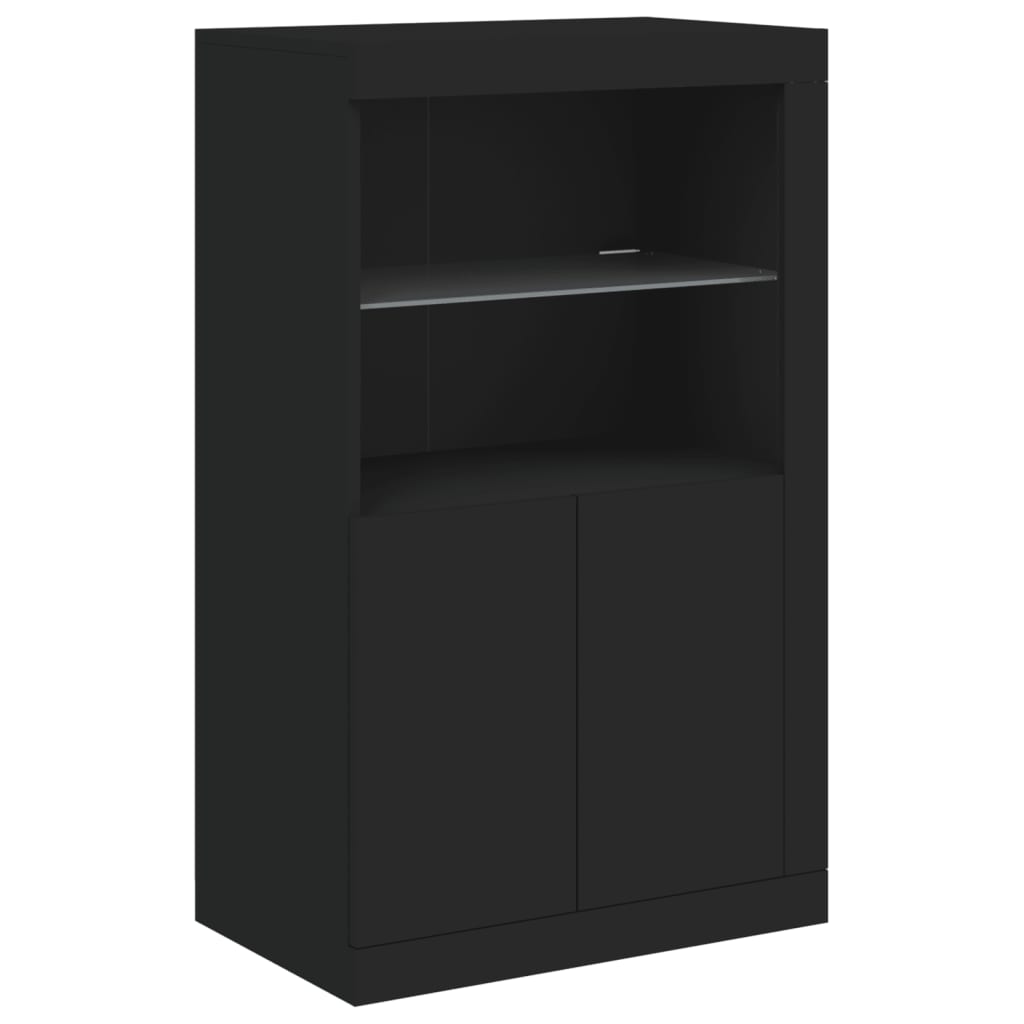 Skjenk Med Led-Lys Svart 162X37X100 Cm