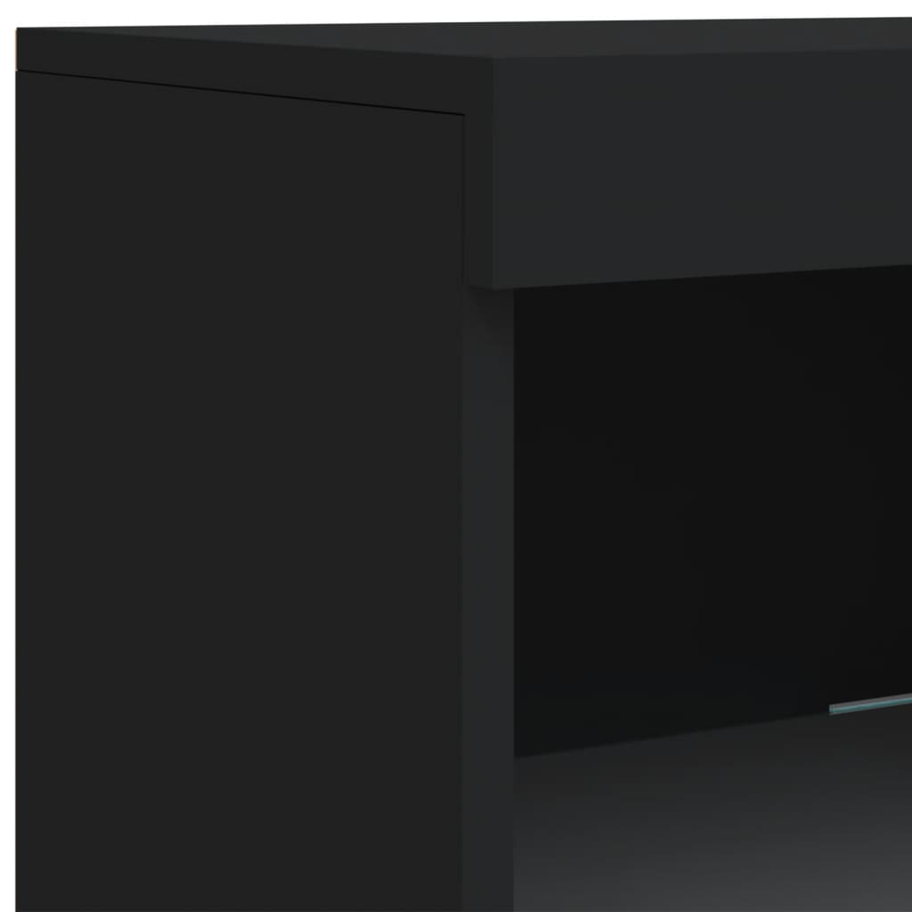 Skjenk Med Led-Lys Svart 162X37X100 Cm