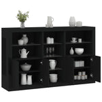 Skjenk Med Led-Lys Svart 162X37X100 Cm