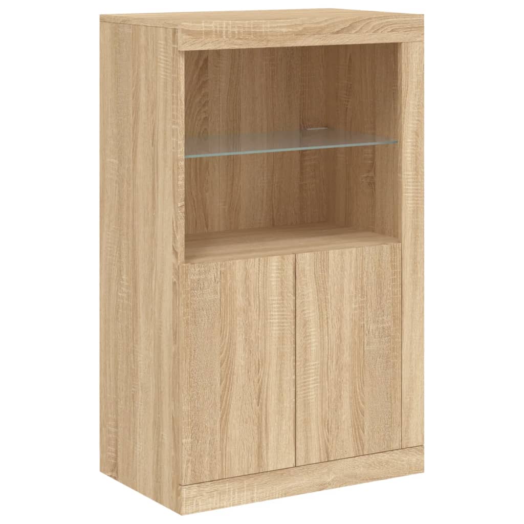 Skjenk Med Led-Lys Sonoma Eik 162X37X100 Cm