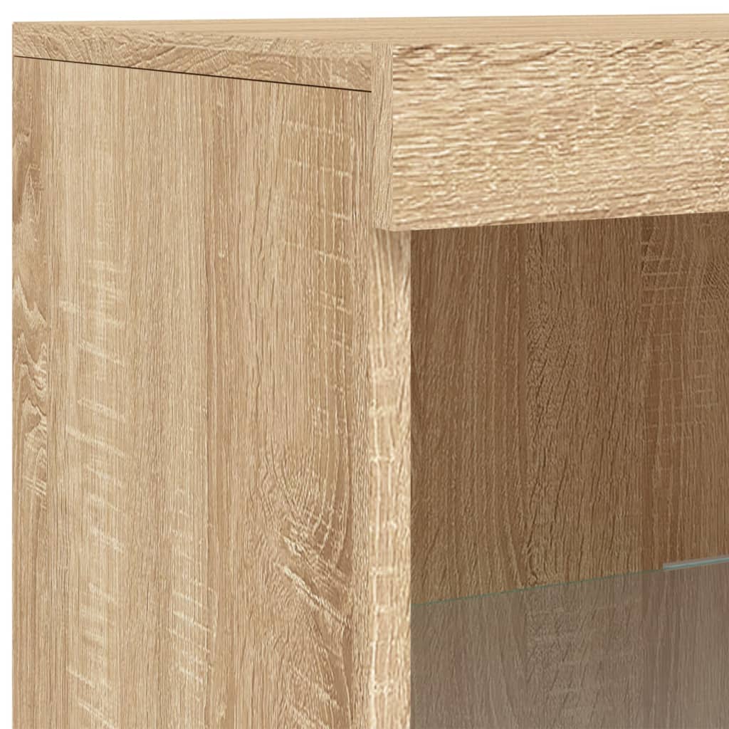 Skjenk Med Led-Lys Sonoma Eik 162X37X100 Cm