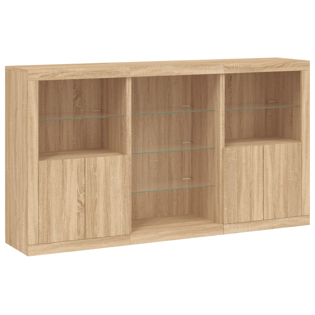Skjenk Med Led-Lys Sonoma Eik 181,5X37X100 Cm