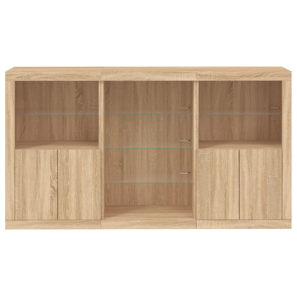 Skjenk Med Led-Lys Sonoma Eik 181,5X37X100 Cm