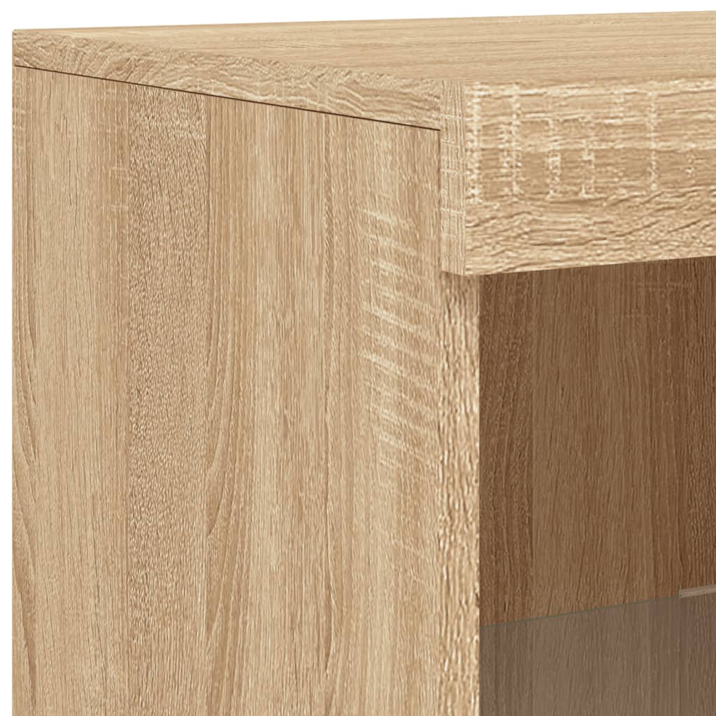 Skjenk Med Led-Lys Sonoma Eik 181,5X37X100 Cm