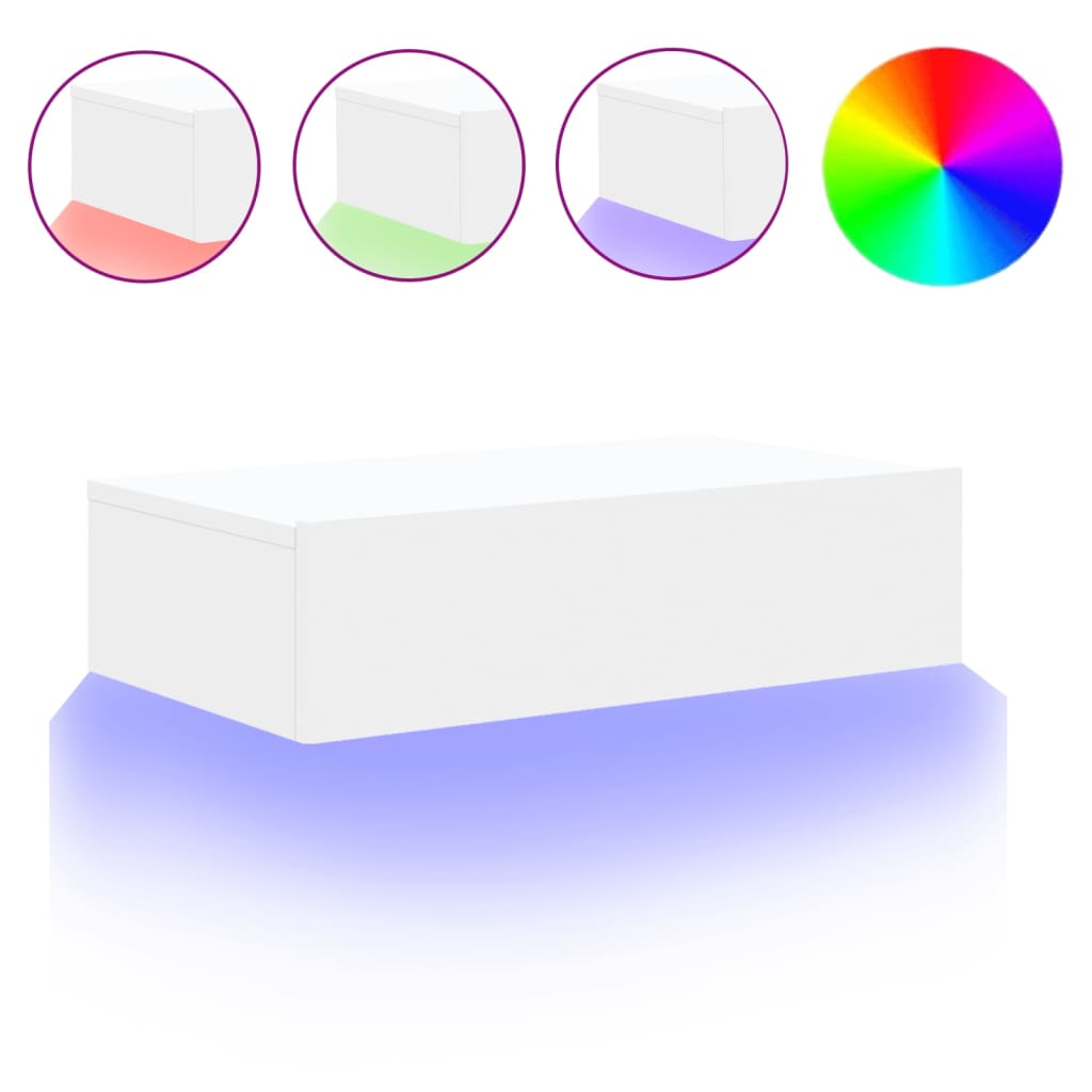 Tv-Benk Med Led-Lys Hvit 60X35X15,5 Cm