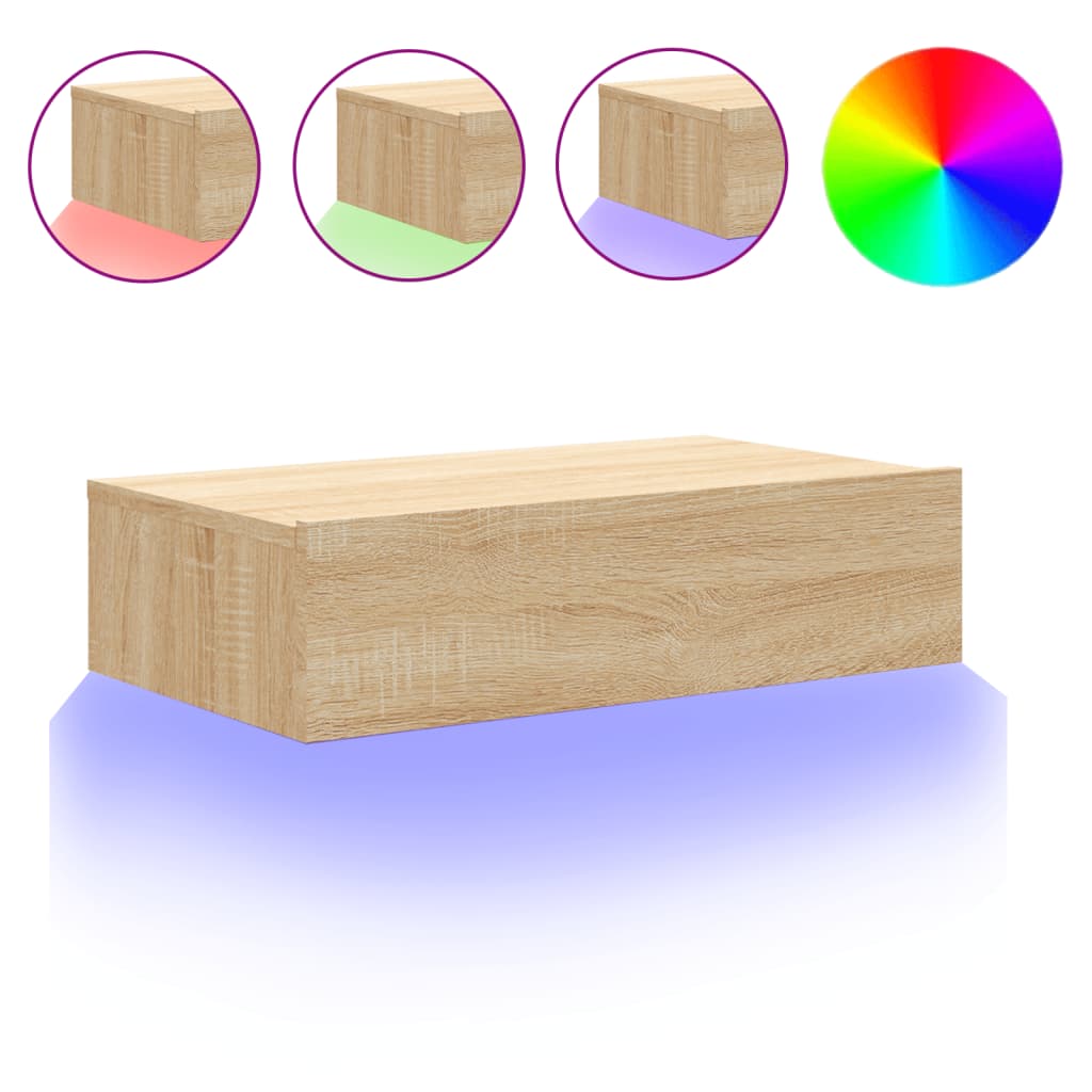 Tv-Benk Med Led-Lys Sonoma Eik 60X35X15,5 Cm