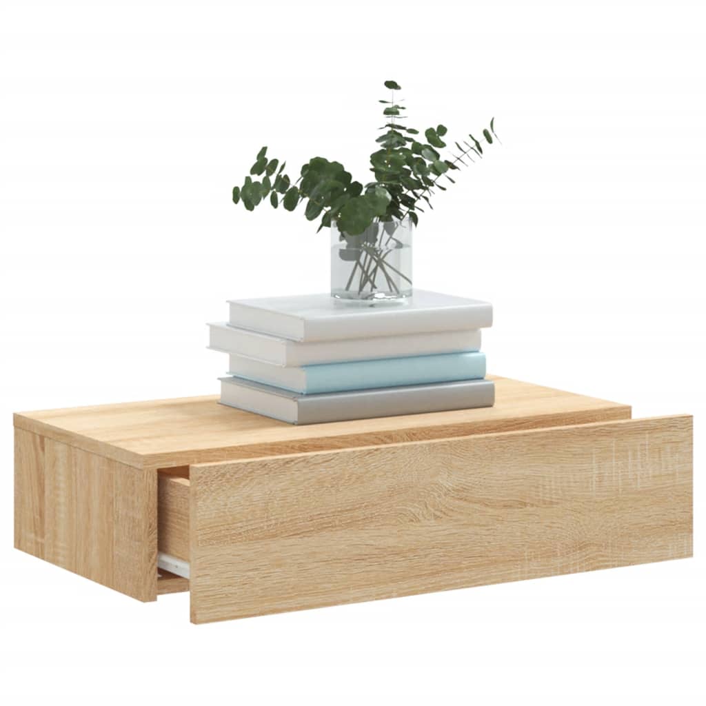 Tv-Benk Med Led-Lys Sonoma Eik 60X35X15,5 Cm