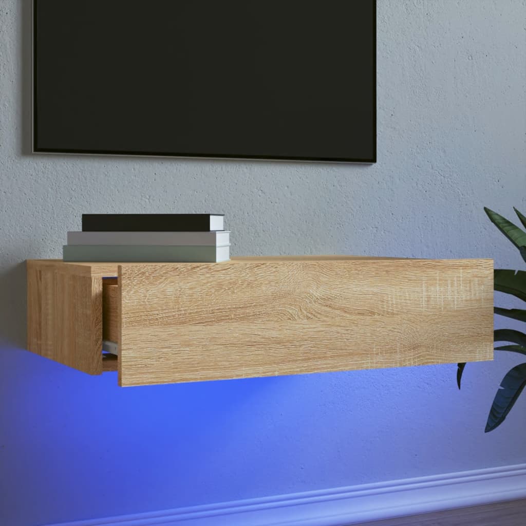 Tv-Benk Med Led-Lys Sonoma Eik 60X35X15,5 Cm