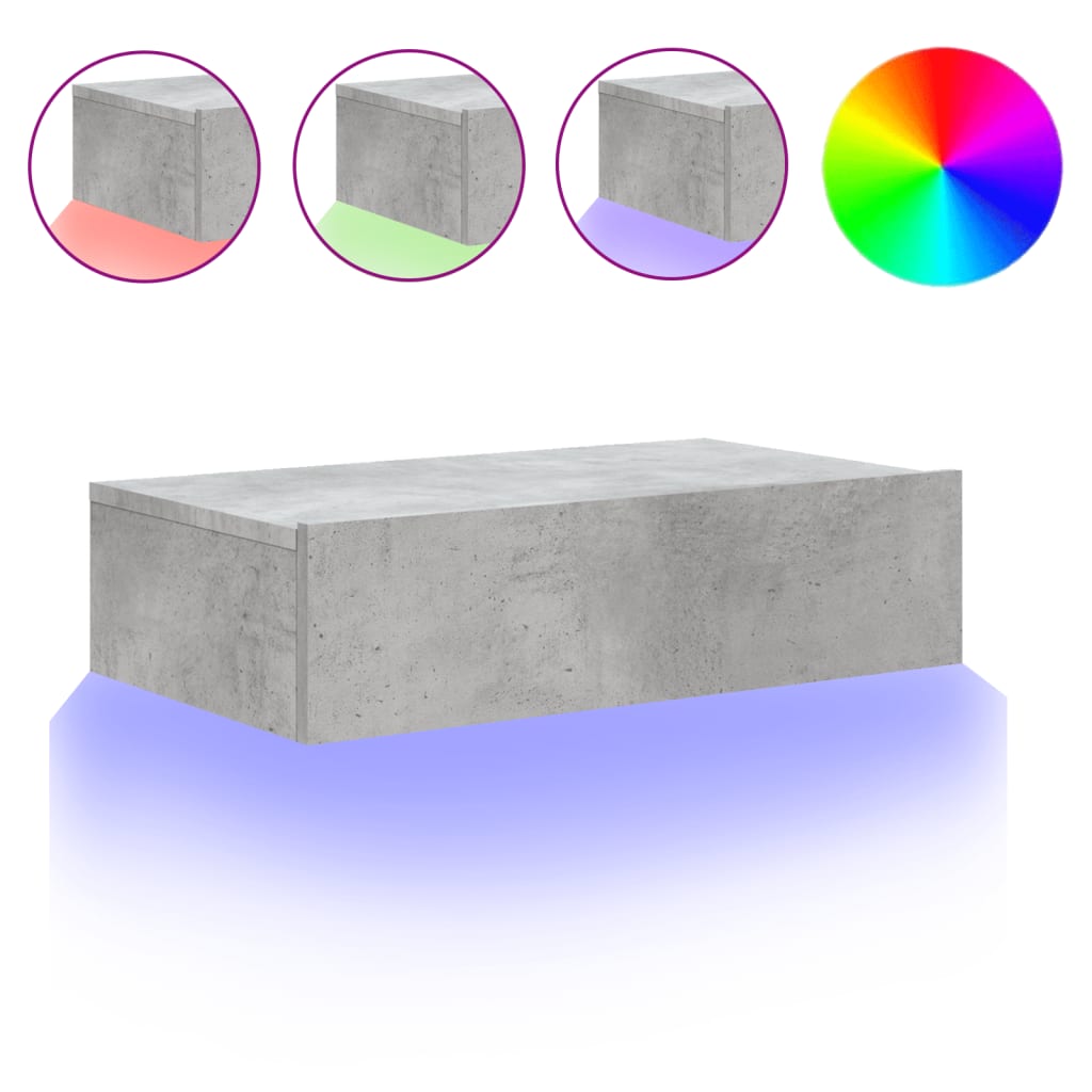 Tv-Benk Med Led-Lys Betonggrå 60X35X15,5 Cm
