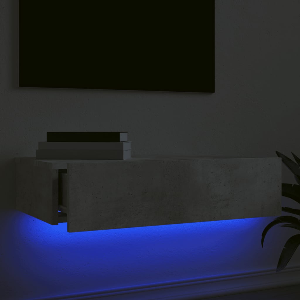 Tv-Benk Med Led-Lys Betonggrå 60X35X15,5 Cm