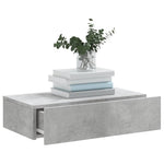 Tv-Benk Med Led-Lys Betonggrå 60X35X15,5 Cm