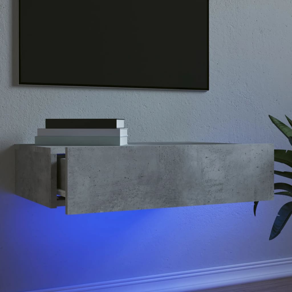 Tv-Benk Med Led-Lys Betonggrå 60X35X15,5 Cm