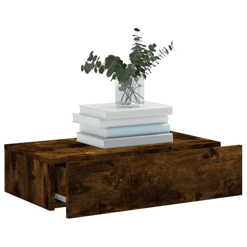 Tv-Benk Med Led-Lys Røkt Eik 60X35X15,5 Cm