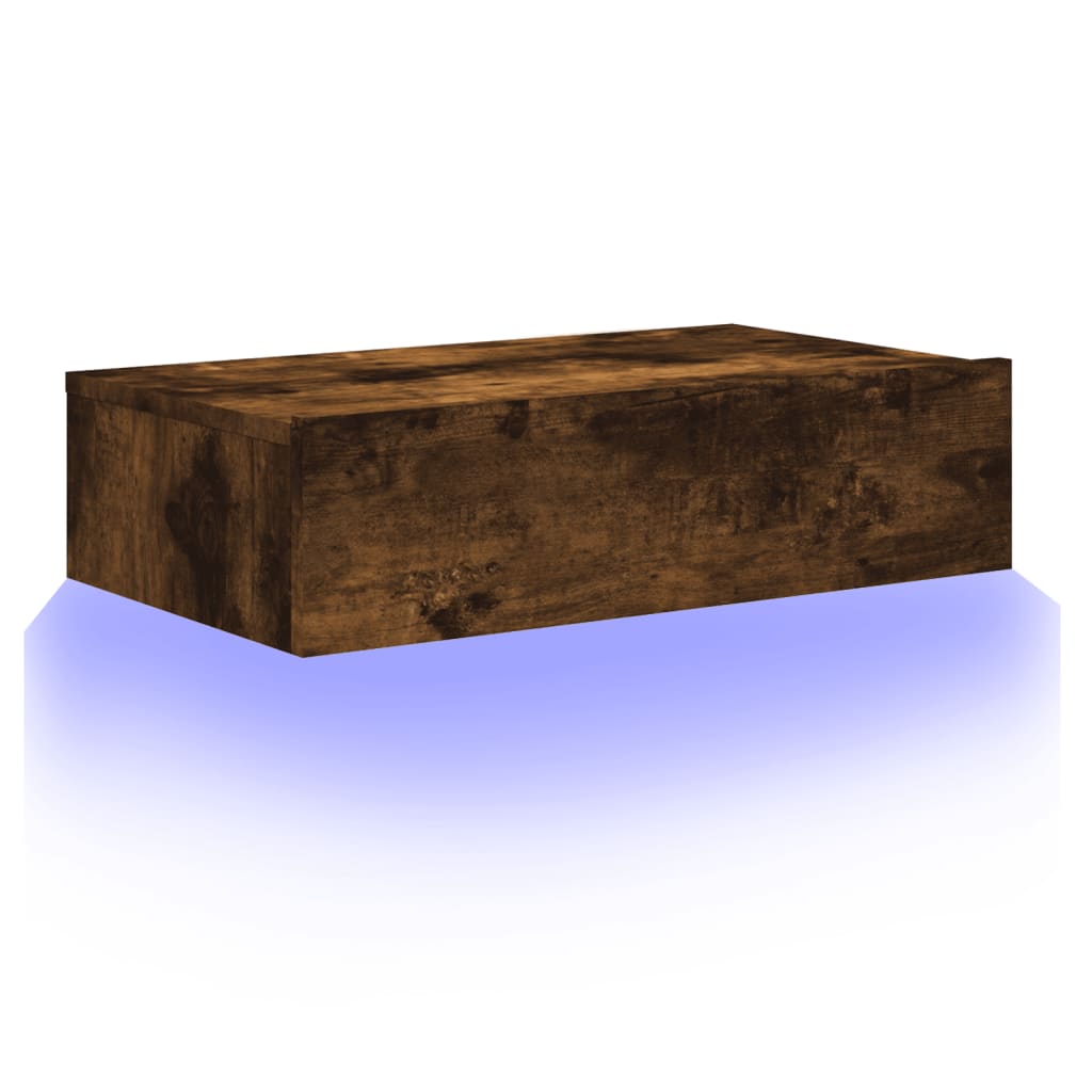 Tv-Benk Med Led-Lys Røkt Eik 60X35X15,5 Cm