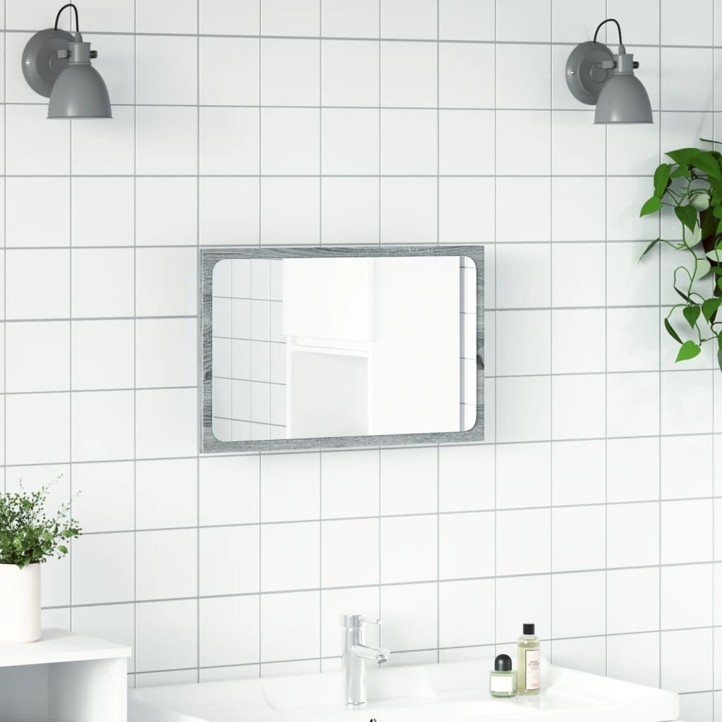 Baderomsspeil Med Led Grå Sonoma 60X8,5X38 Cm Konstruert Tre
