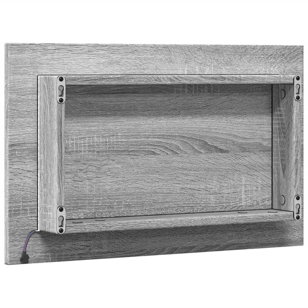 Baderomsspeil Med Led Grå Sonoma 60X8,5X38 Cm Konstruert Tre