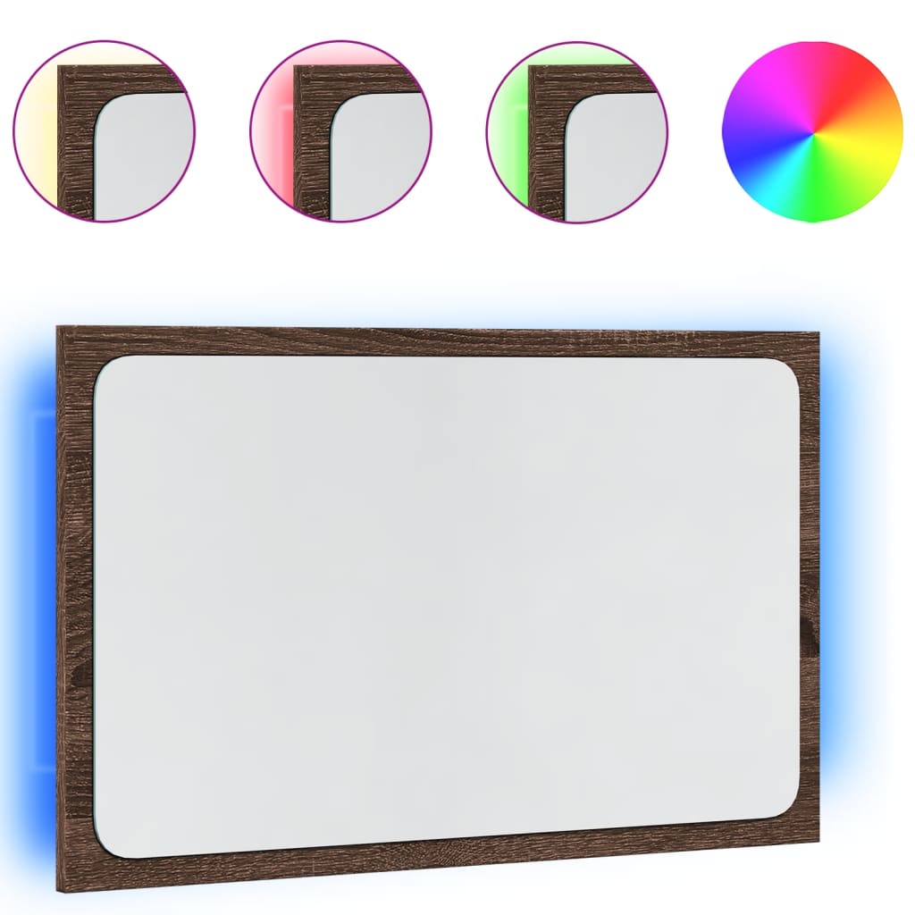 Baderomsspeil Med Led Brun Eik 60X8,5X38 Cm Konstruert Tre