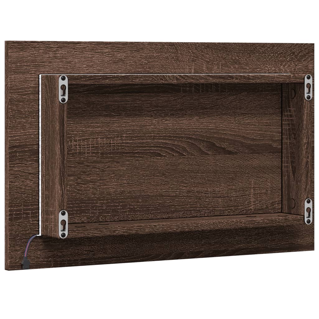 Baderomsspeil Med Led Brun Eik 60X8,5X38 Cm Konstruert Tre