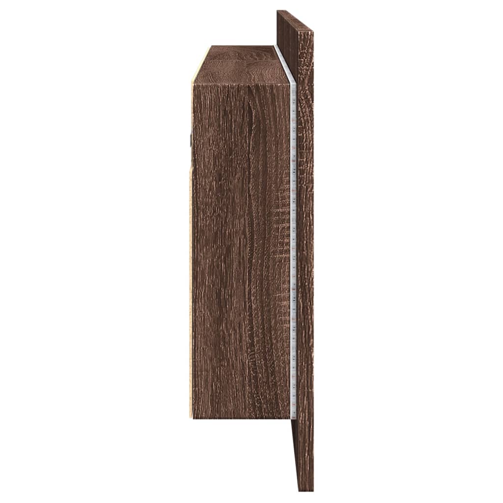 Led-Speilskap For Baderom Brun Eik 100X12X45 Cm