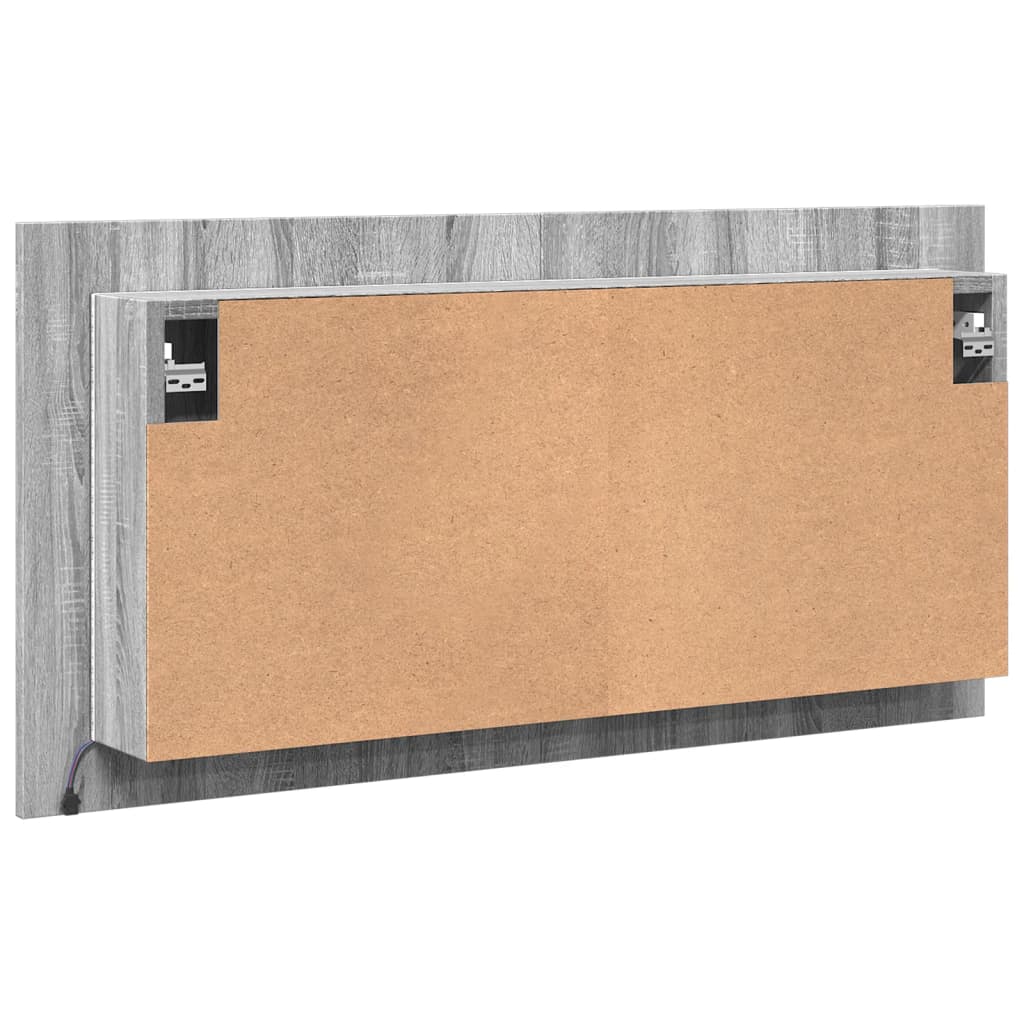 Led-Speilskap Til Baderom Grå Sonoma 90X12X45 Cm Akryl
