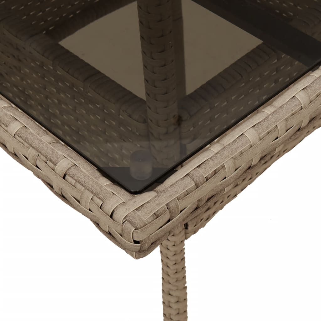 Hagebord Med Glassplate Beige 80X80X75 Cm Polyrotting
