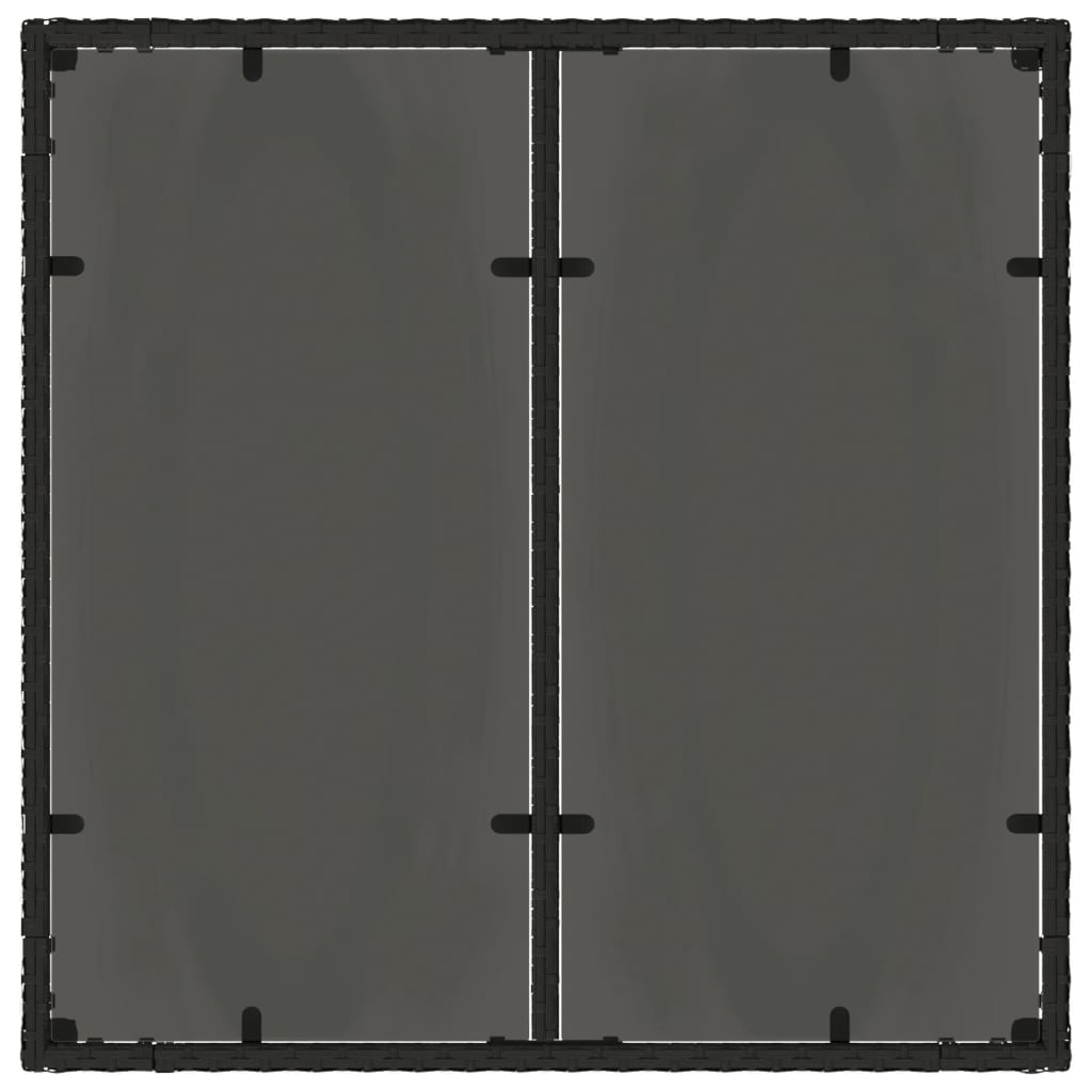 Hagebord Med Glassplate Svart 90X90X75 Cm Polyrotting
