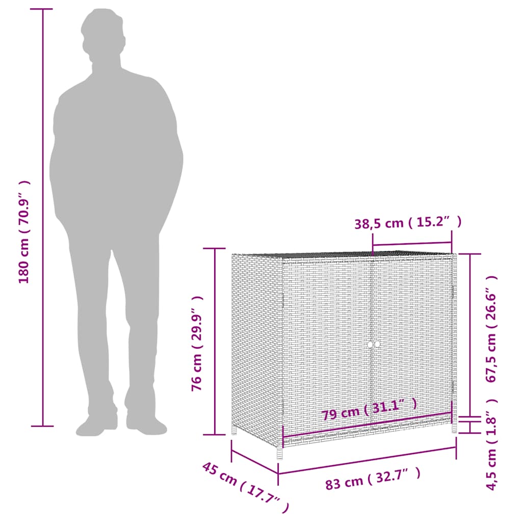 Putekasse Svart 83X45X76 Cm Polyrotting