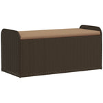 Oppbevaringsbenk Med Pute Brun 115X51X52 Cm Polyrotting