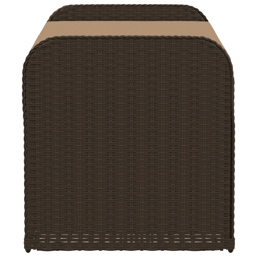 Oppbevaringsbenk Med Pute Brun 115X51X52 Cm Polyrotting