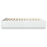 Sengeramme Med Led-Lys Hvit 200X200 Cm Konstruert Tre