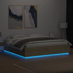 Sengeramme Med Led-Lys Sonoma Eik 200X200 Cm Konstruert Tre