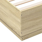 Sengeramme Med Led-Lys Sonoma Eik 200X200 Cm Konstruert Tre