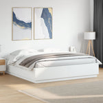 Sengeramme Med Led-Lys Hvit 180X200 Cm Konstruert Tre