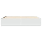 Sengeramme Med Led-Lys Hvit 180X200 Cm Konstruert Tre