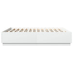 Sengeramme Med Led-Lys Hvit 180X200 Cm Konstruert Tre
