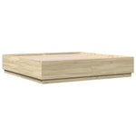 Sengeramme Med Led-Lys Sonoma Eik 180X200 Cm Konstruert Tre