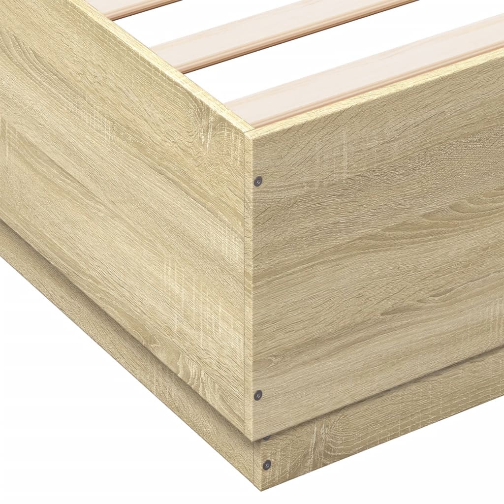 Sengeramme Med Led-Lys Sonoma Eik 180X200 Cm Konstruert Tre