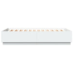 Sengeramme Med Led-Lys Hvit 160X200 Cm Konstruert Tre