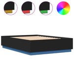 Sengeramme Med Led-Lys Svart 160X200 Cm Konstruert Tre