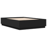 Sengeramme Med Led-Lys Svart 160X200 Cm Konstruert Tre