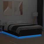 Sengeramme Med Led-Lys Svart 160X200 Cm Konstruert Tre