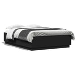 Sengeramme Med Led-Lys Svart 160X200 Cm Konstruert Tre